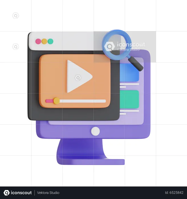 Web Design Multimedia Player  3D Icon