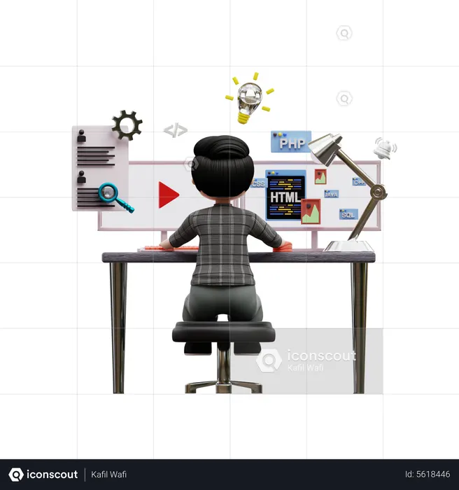 Web Developer  3D Illustration
