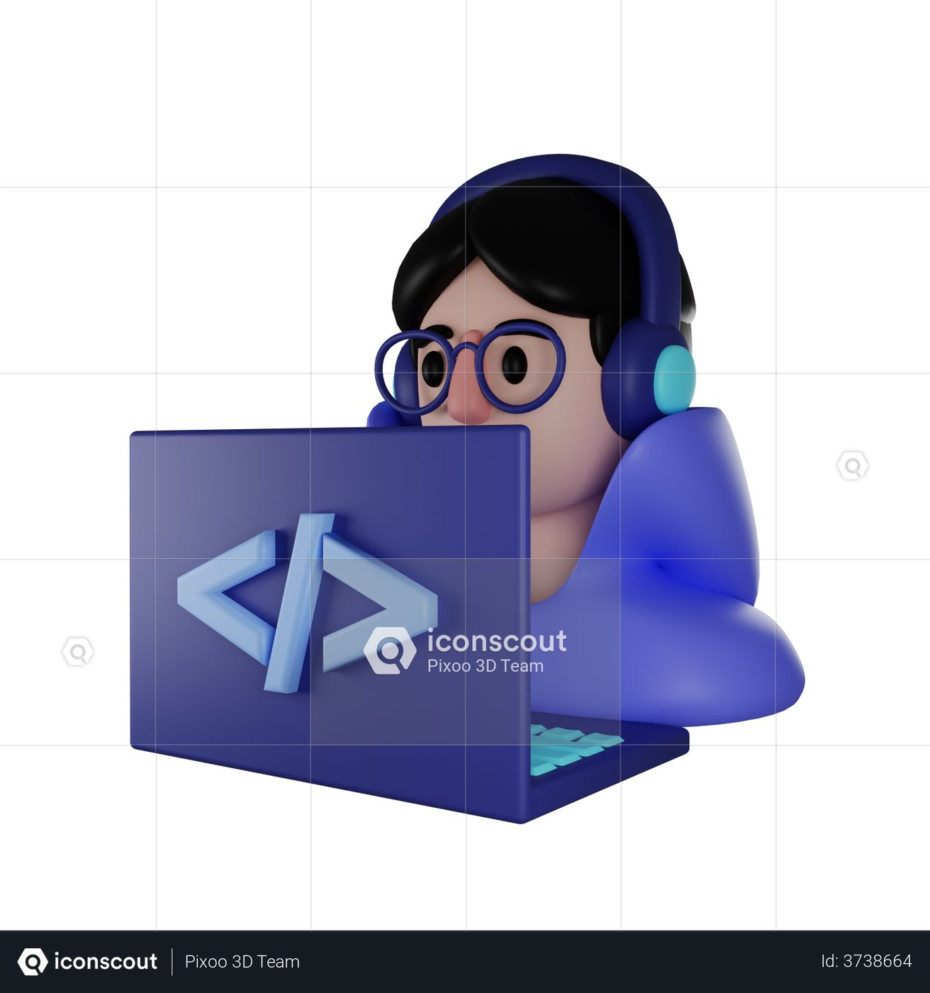 Premium Web Developer 3D Illustration download in PNG, OBJ or Blend format