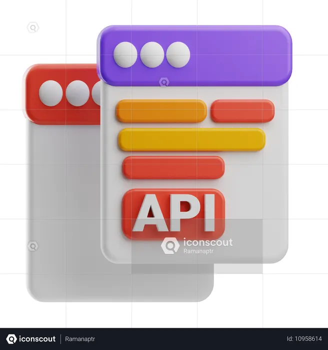 Web Development Integrated with API  3D Icon