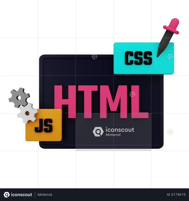 Web Development Languages 3D Icon download in PNG, OBJ or Blend format