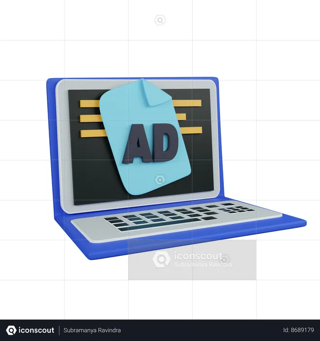 Web laptop advertise  3D Icon