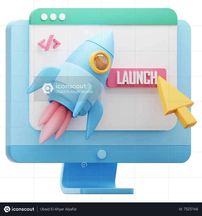 Web Launching  3D Icon