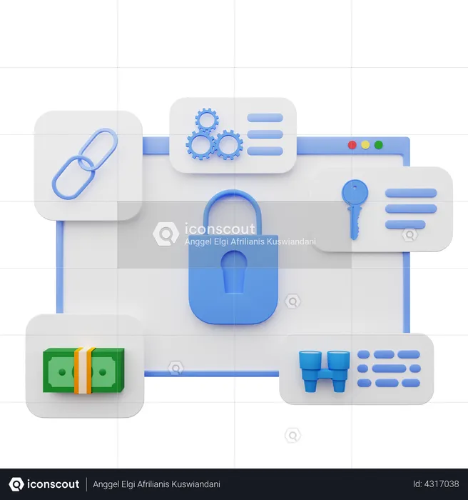 Web Security Dashboard  3D Illustration