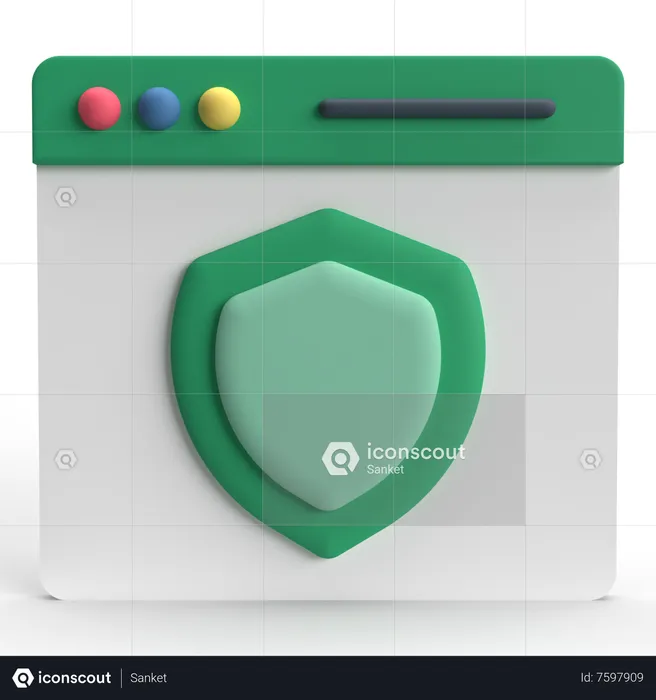 Webpage Shield  3D Icon