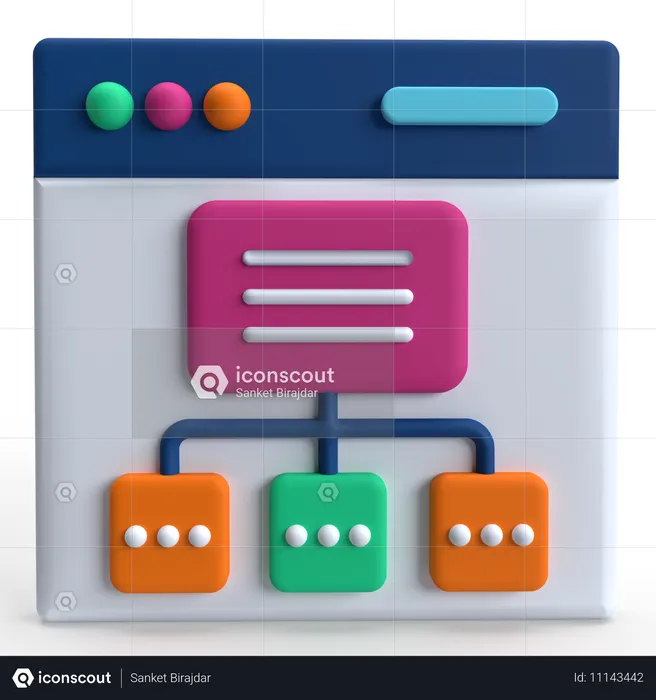 웹페이지 사이트맵  3D Icon
