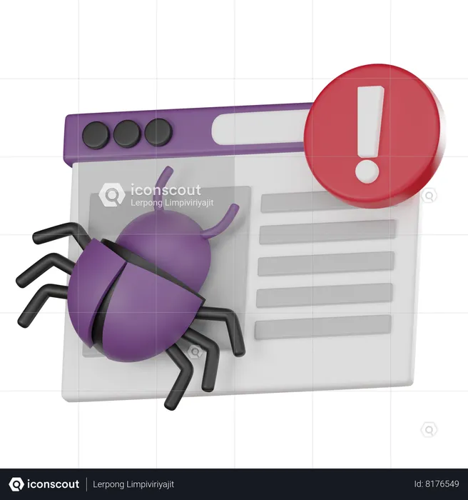 Website Bug Alert  3D Icon