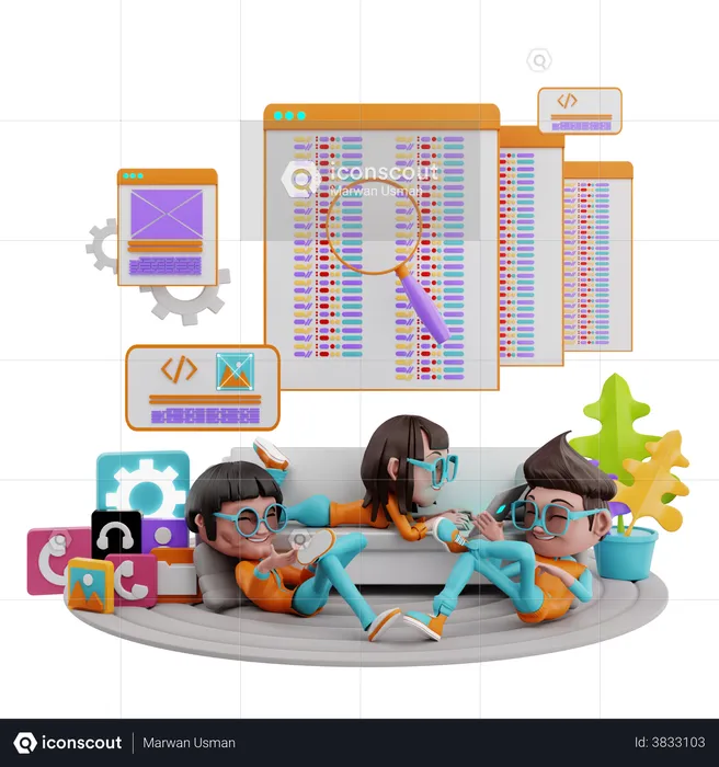 Website Coding  3D Illustration
