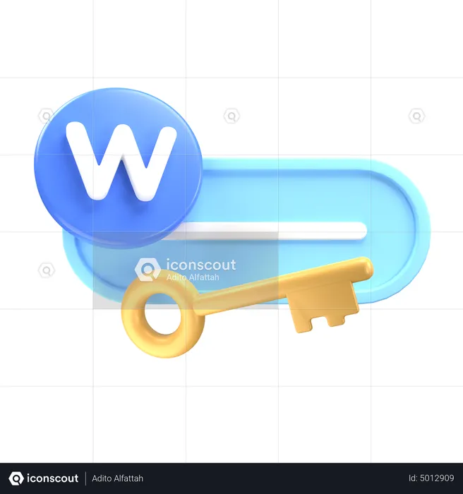 Website Key  3D Icon
