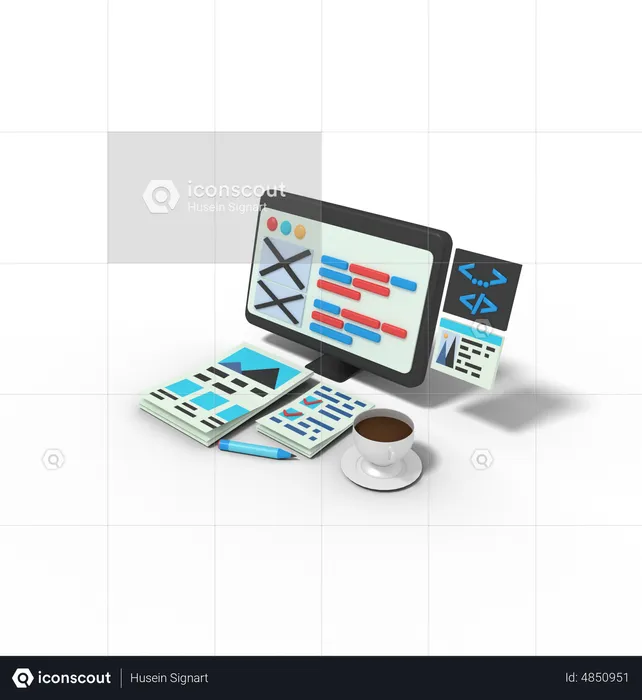 Website Layout Development  3D Icon