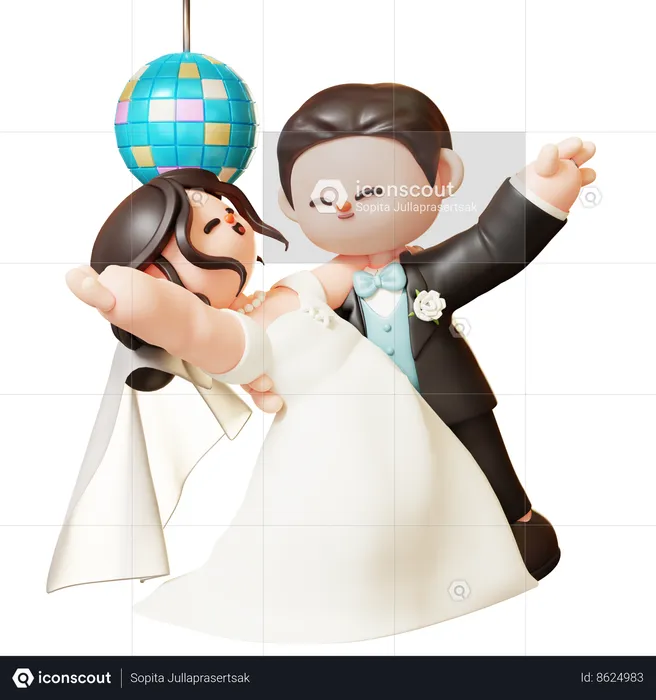 Wedding Couple Dance  3D Illustration