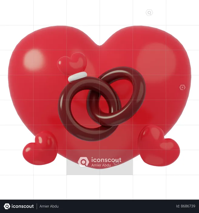 Wedding Rings And Love  3D Icon