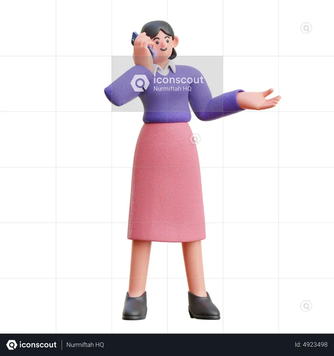 Frau erklärt am Telefon  3D Illustration