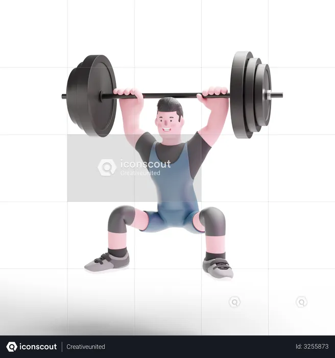 Weightlifter doing training  3D Illustration