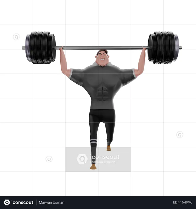Weightlifter Lifting Weight  3D Illustration