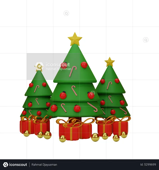 Weihnachtsbaum mit Geschenk  3D Illustration