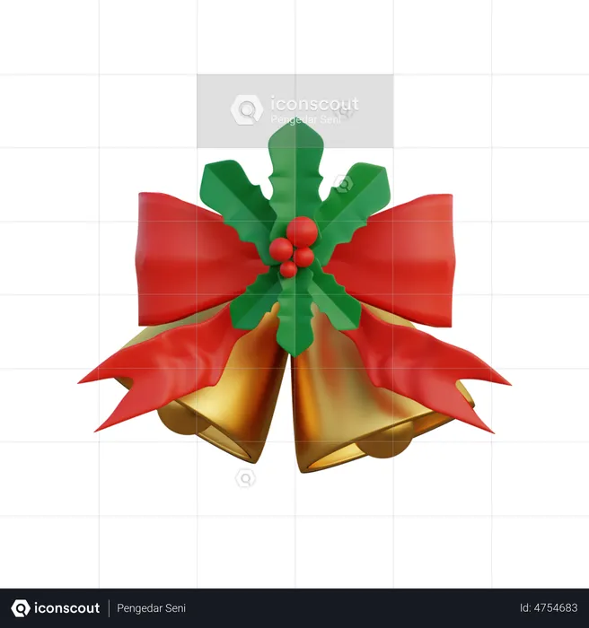 Weihnachtsglocken und Mistelzweig  3D Icon