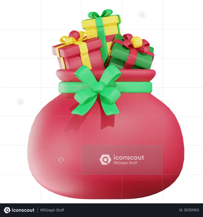 Weihnachtsmann-Geschenktüte  3D Icon