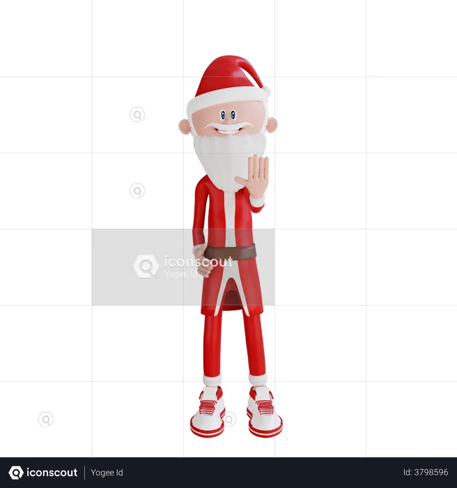 Weihnachtsmann mit Stopppose  3D Illustration