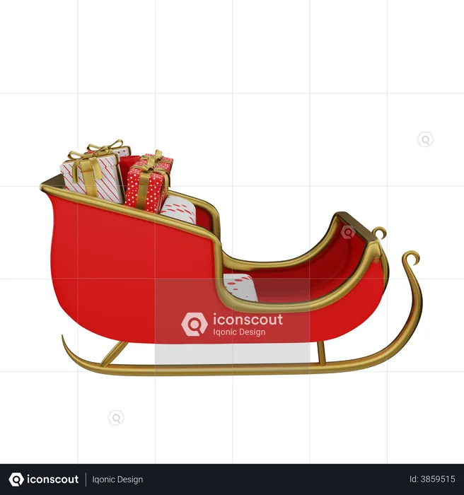 Weihnachtsmann Schlitten  3D Illustration