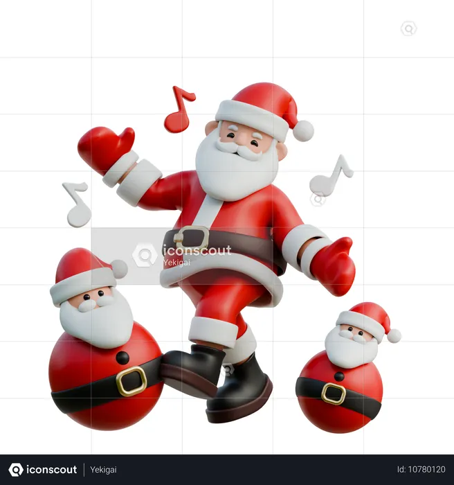 Weihnachtsmann tanzt vor Freude  3D Illustration