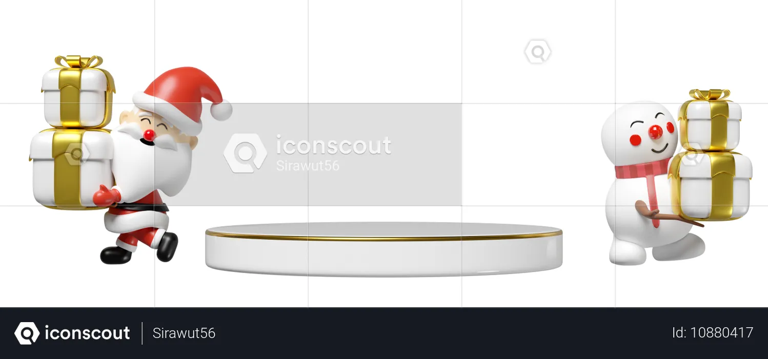 Weihnachtsmann und Schneemann  3D Icon