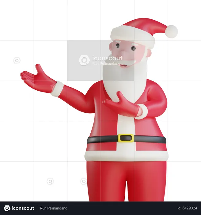 Weihnachtsmann zeigt etwas  3D Illustration