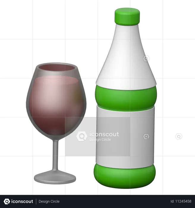 Wein und Glas  3D Icon