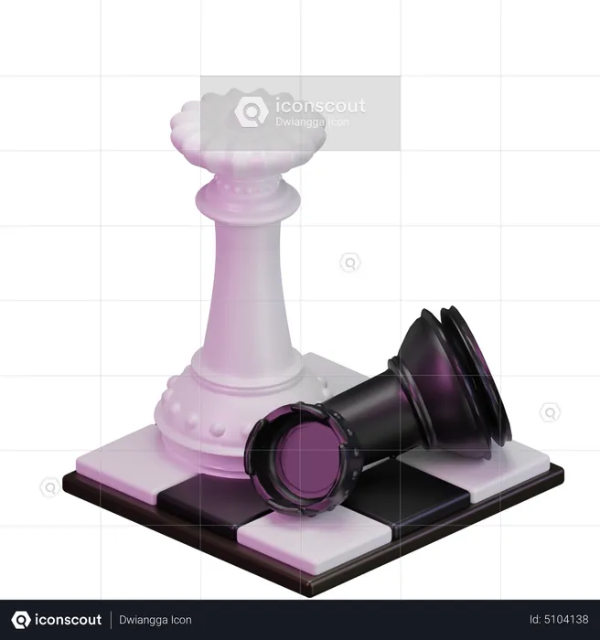 Weiße Dame tötet schwarzen Turm  3D Icon