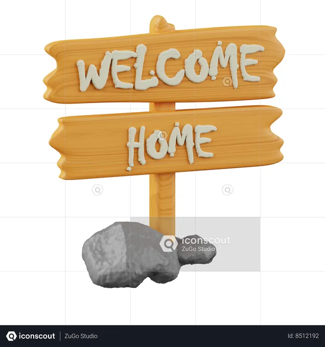 Welcome Wood Sign  3D Icon