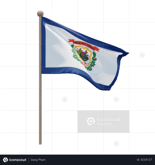 West Virginia Flag Pole  3D Flag