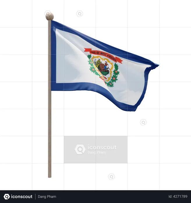 West Virginia Flagpole Flag 3D Flag