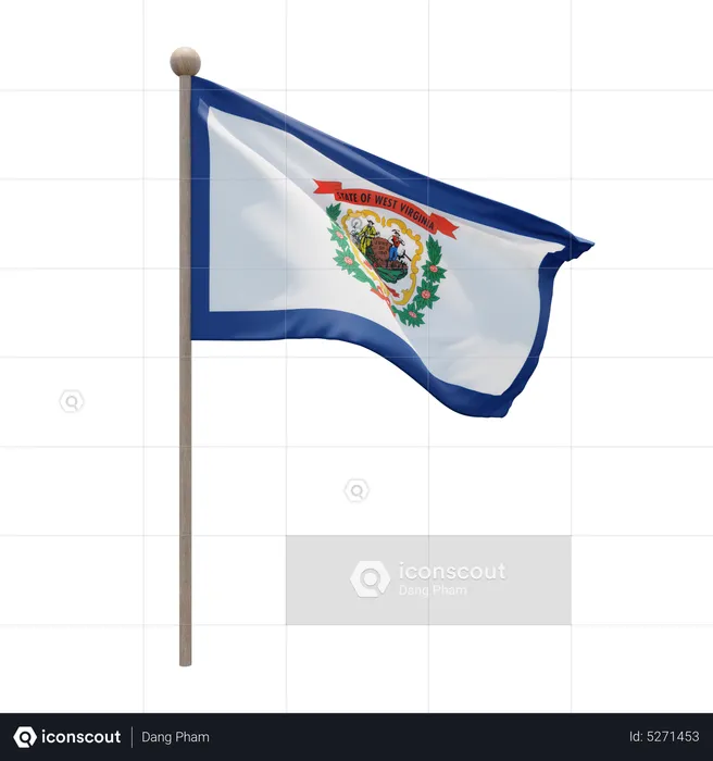 West Virginia Flagpole Flag 3D Icon