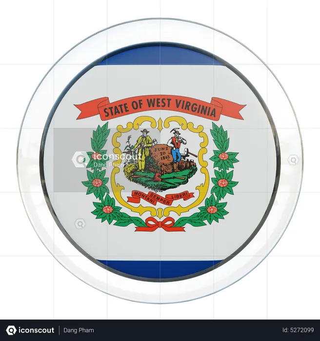 West Virginia Round Flag Flag 3D Icon
