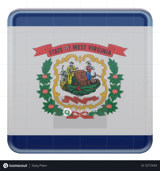 West Virginia Square Flag Flag 3D Icon
