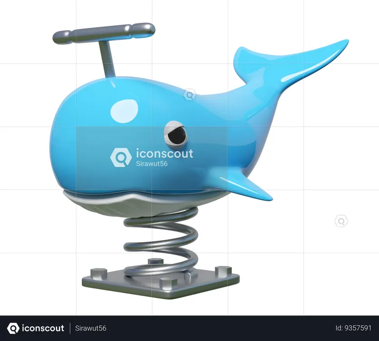 Whale spring rider  3D Icon