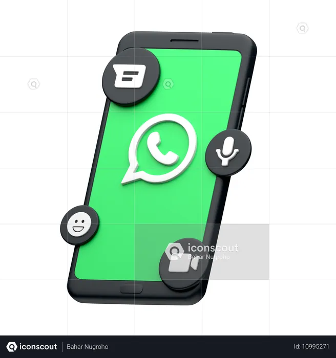 WhatsApp en el teléfono inteligente Logo 3D Icon