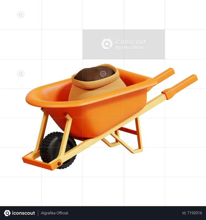 Wheelbarrow  3D Icon