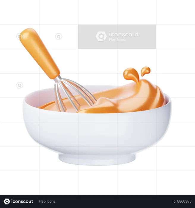 Whisk And Mixing Bowl  3D Icon