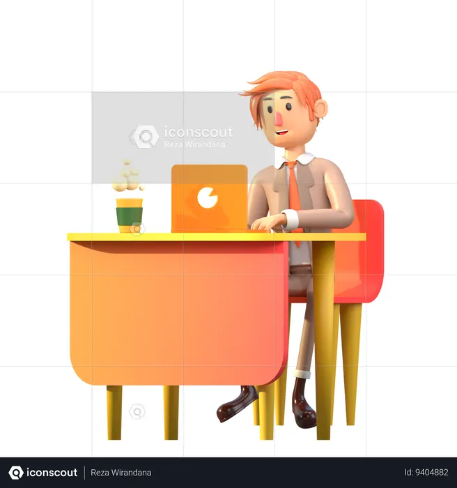 White Businessman Is In The Office  3D Illustration