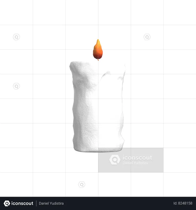 White Candle  3D Icon