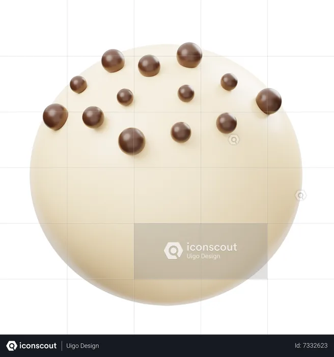 White Chocolate Ball With Chocochips  3D Icon