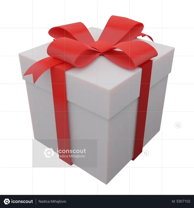 White Gift Box  3D Icon