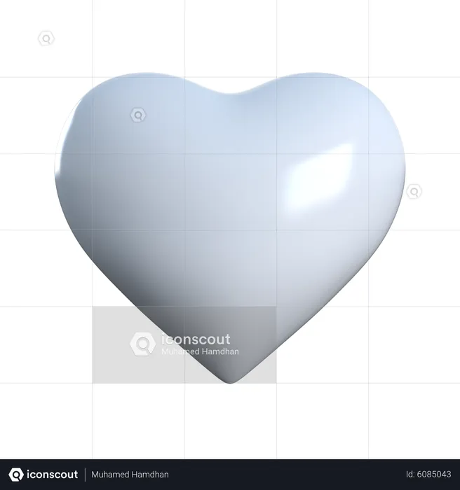 White Heart  3D Icon