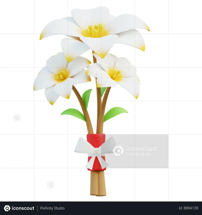 White Jasmine Flowers  3D Icon