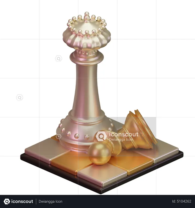 White King kill Black pawn  3D Icon