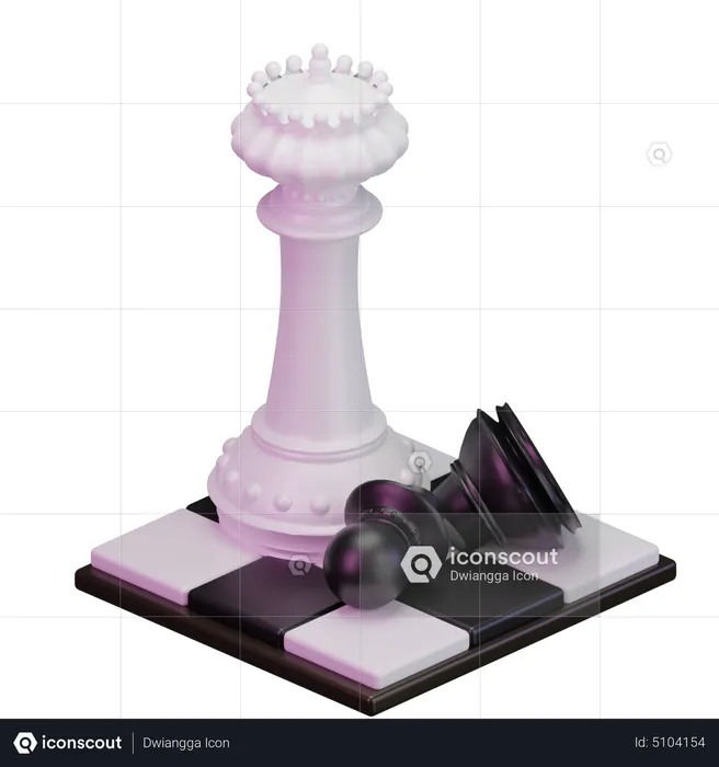 White King kill Black pawn  3D Icon