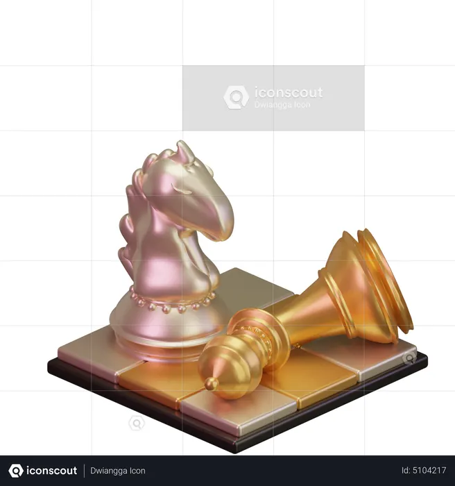 White Knight kill Black Bishop  3D Icon