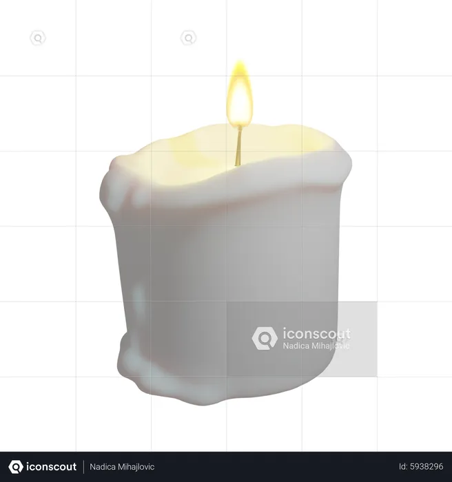 White Melted Candle  3D Icon
