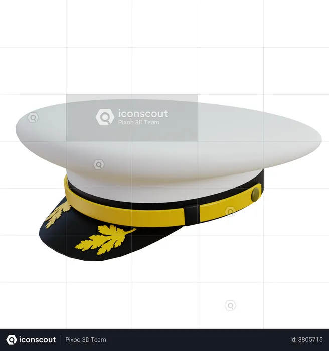 White Military Cap  3D Illustration